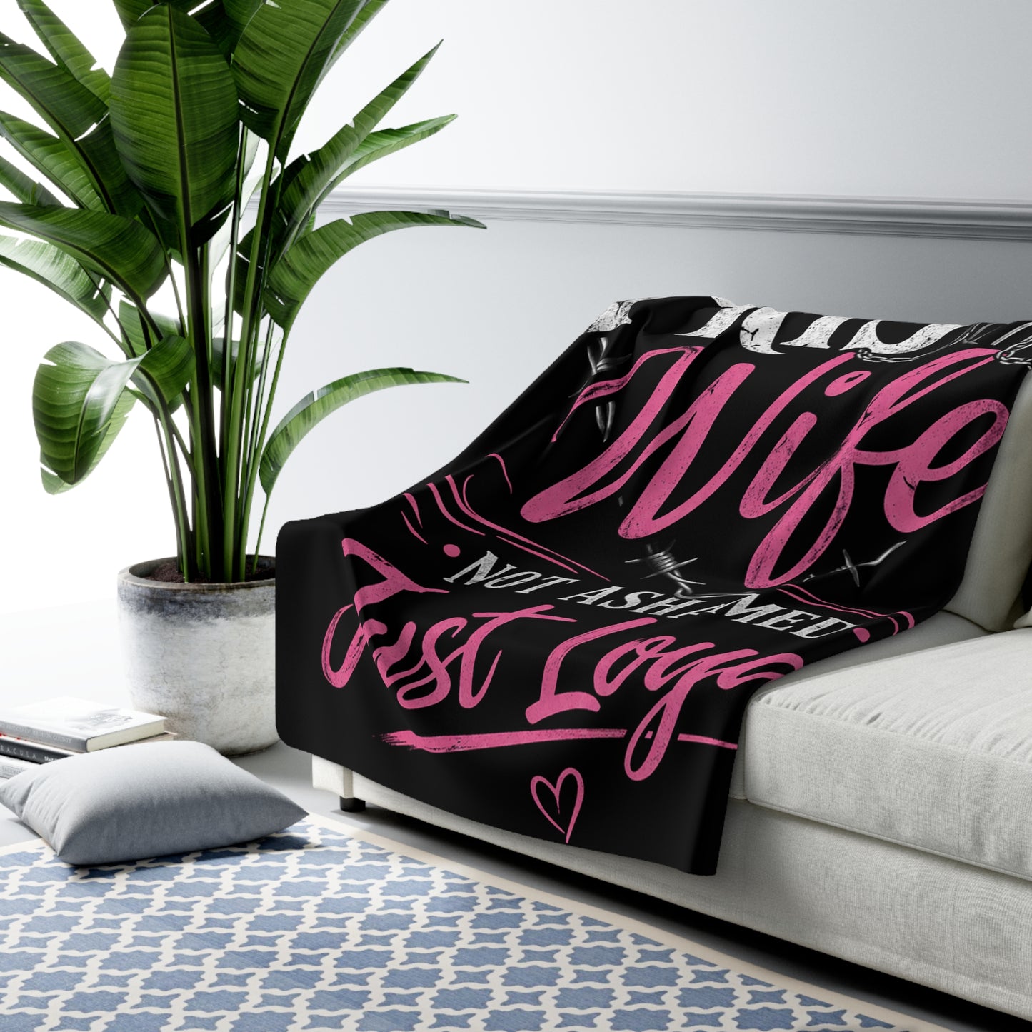 Prison Wife Sherpa Fleece Blanket — "Not Ashamed, Just Loyal" Cozy Throw