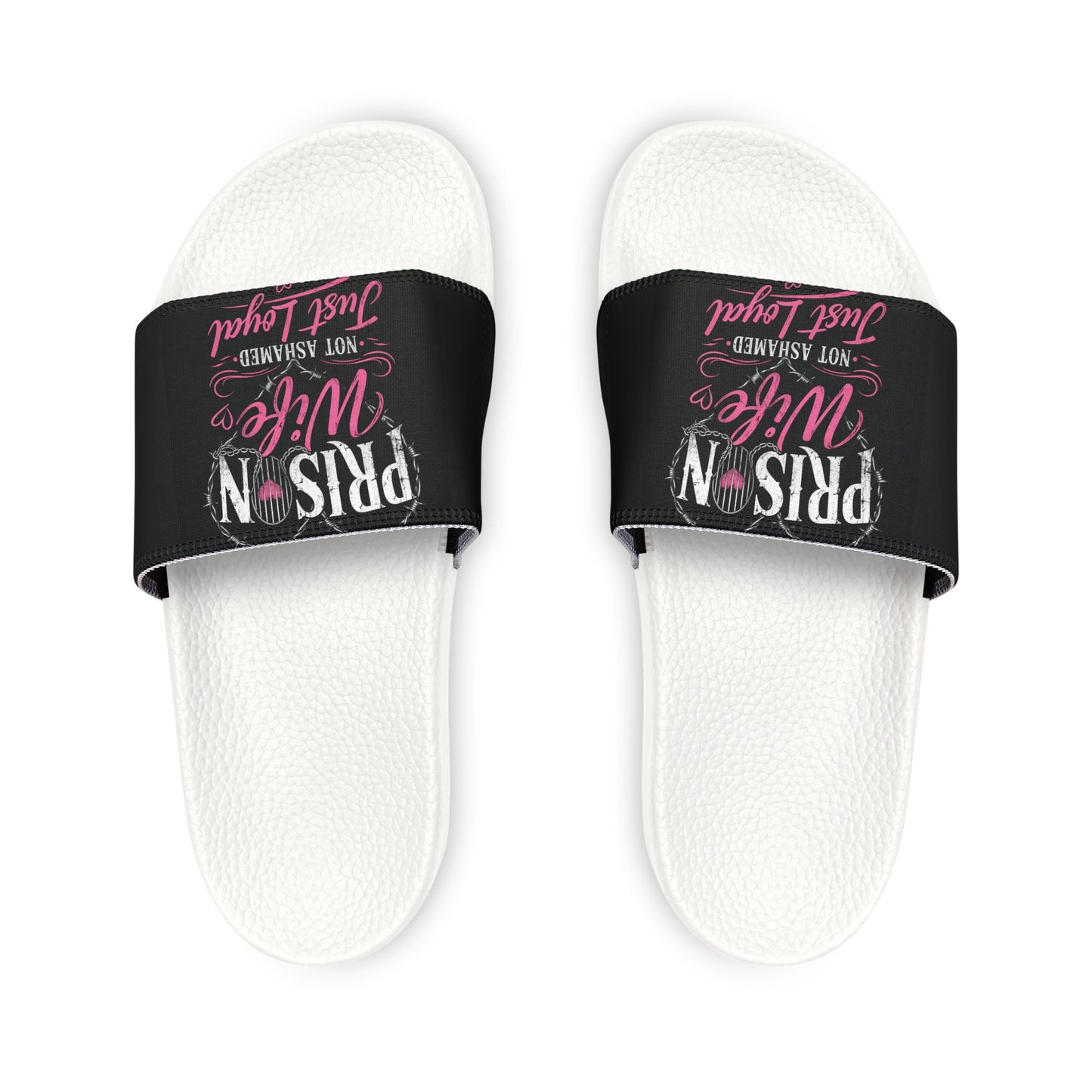 Women’s Removable-Strap Slides — ‘Prison Wife’  loyalty Graphic Sandals