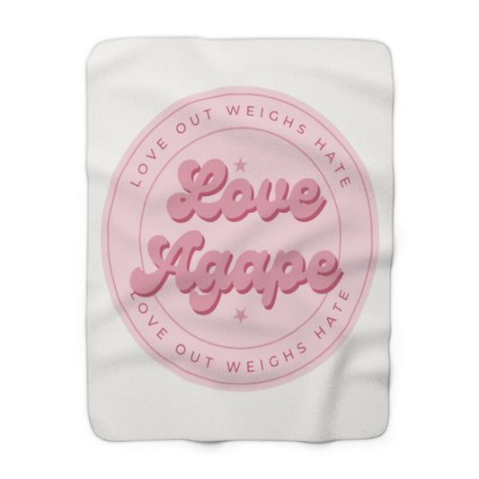Sherpa Blanket — 'Love Agape' Pink Emblem Cozy Throw