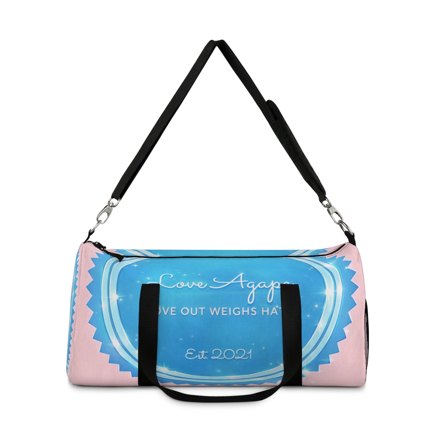 Love Agape Duffel Bag — “Love Outweighs Hate” Est. 2021 Travel Gym Bag