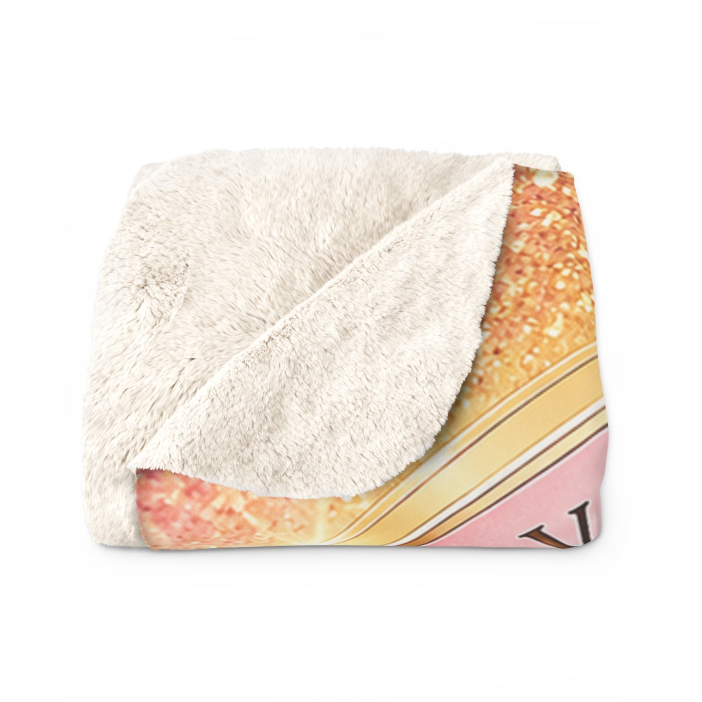Sherpa Blanket — "Love Agape" Pink Gold Crown Throw (Faith • Loyalty • Strength • Unity)
