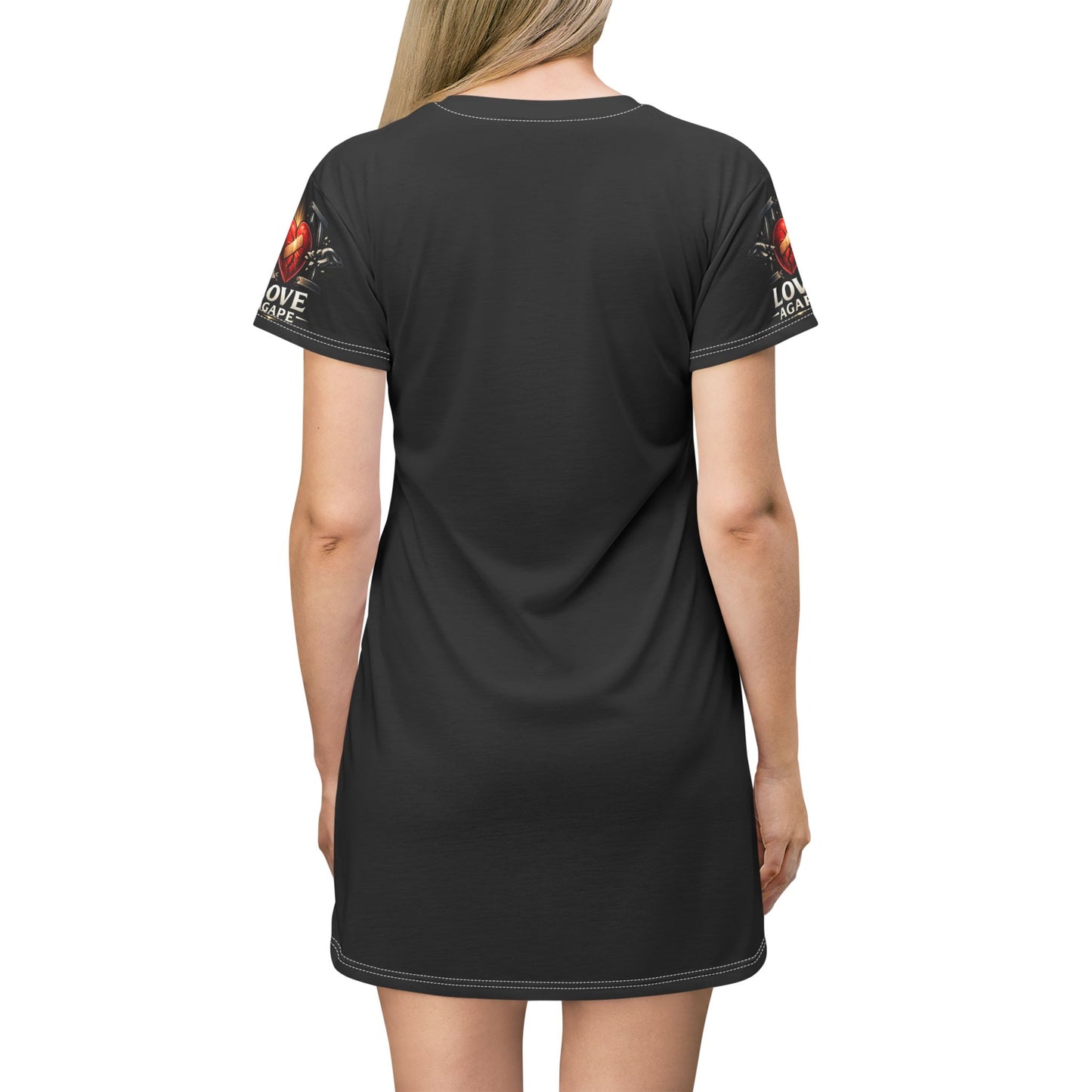 Love Agape Heart T-Shirt Dress – Romantic Gothic Graphic Dress