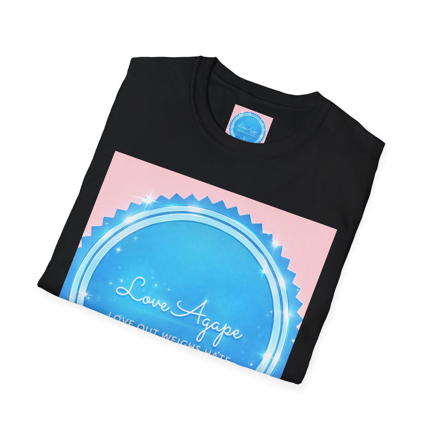 Love Agape T-Shirt — 'Love Out Weighs Hate' Blue Seal Graphic