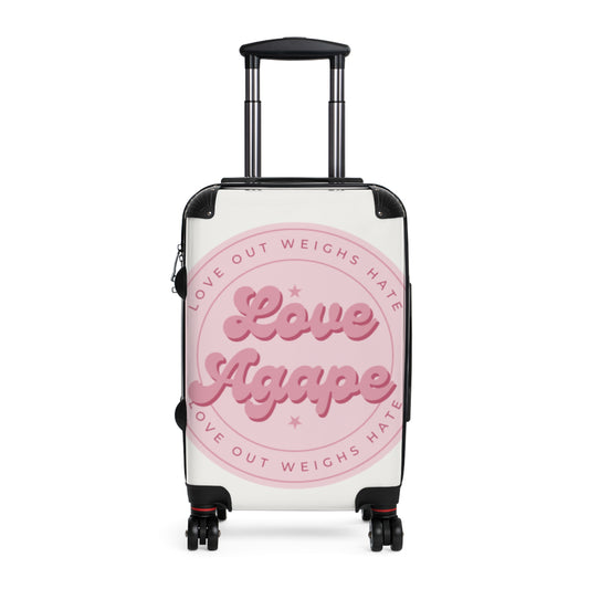 Suitcase — 'Love Agape' Pink Badge Carry-On Luggage