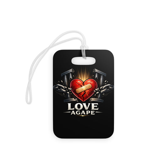 Love Agape Luggage Tag — Heart & Crossbandage Design for Christian Travelers