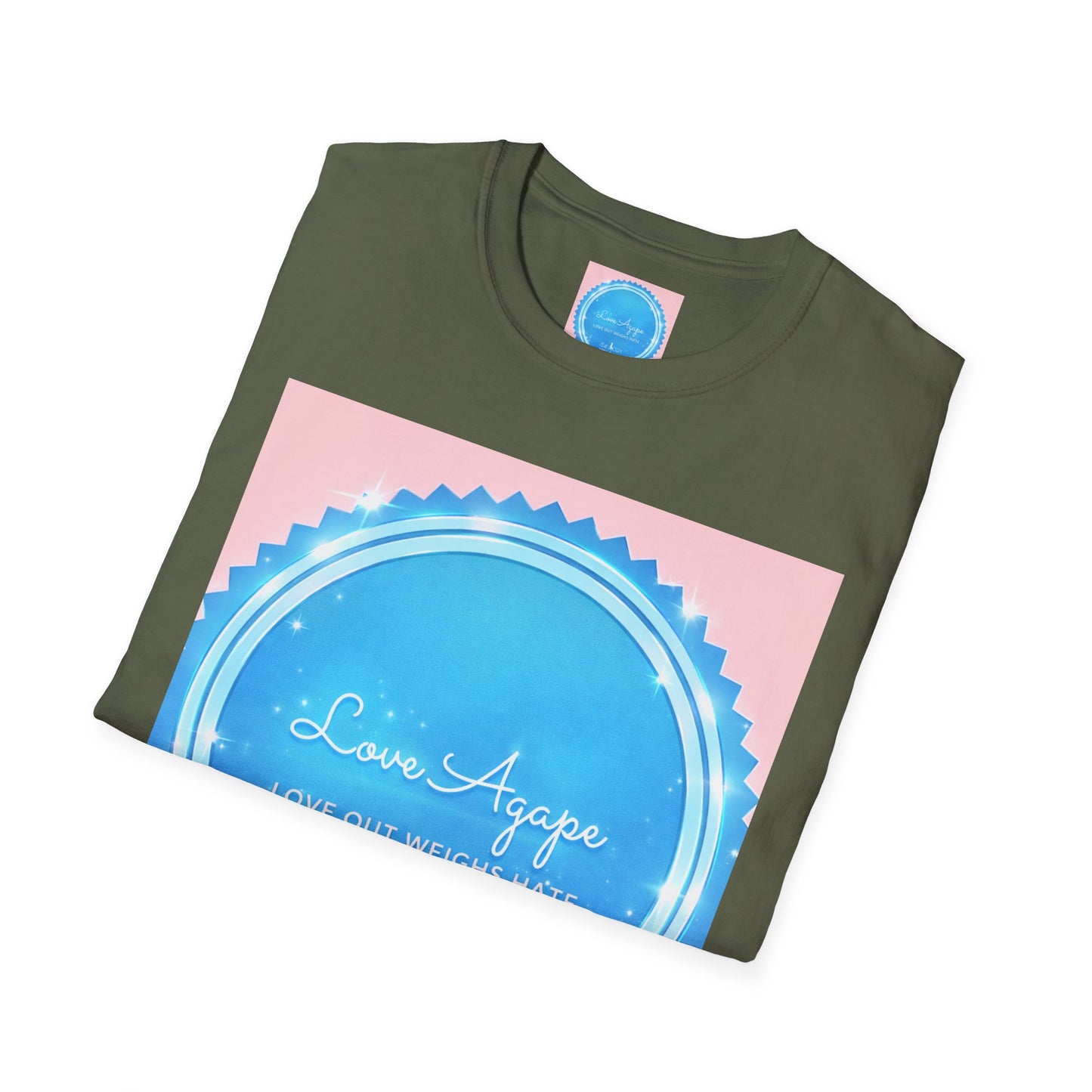 Love Agape T-Shirt — 'Love Out Weighs Hate' Blue Seal Graphic