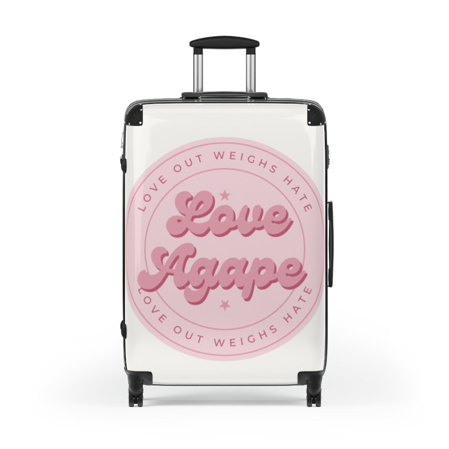 Suitcase — 'Love Agape' Pink Badge Carry-On Luggage