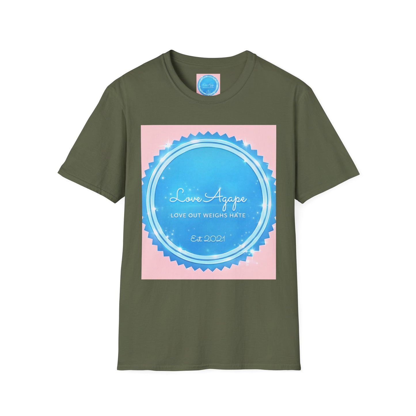 Love Agape T-Shirt — 'Love Out Weighs Hate' Blue Seal Graphic