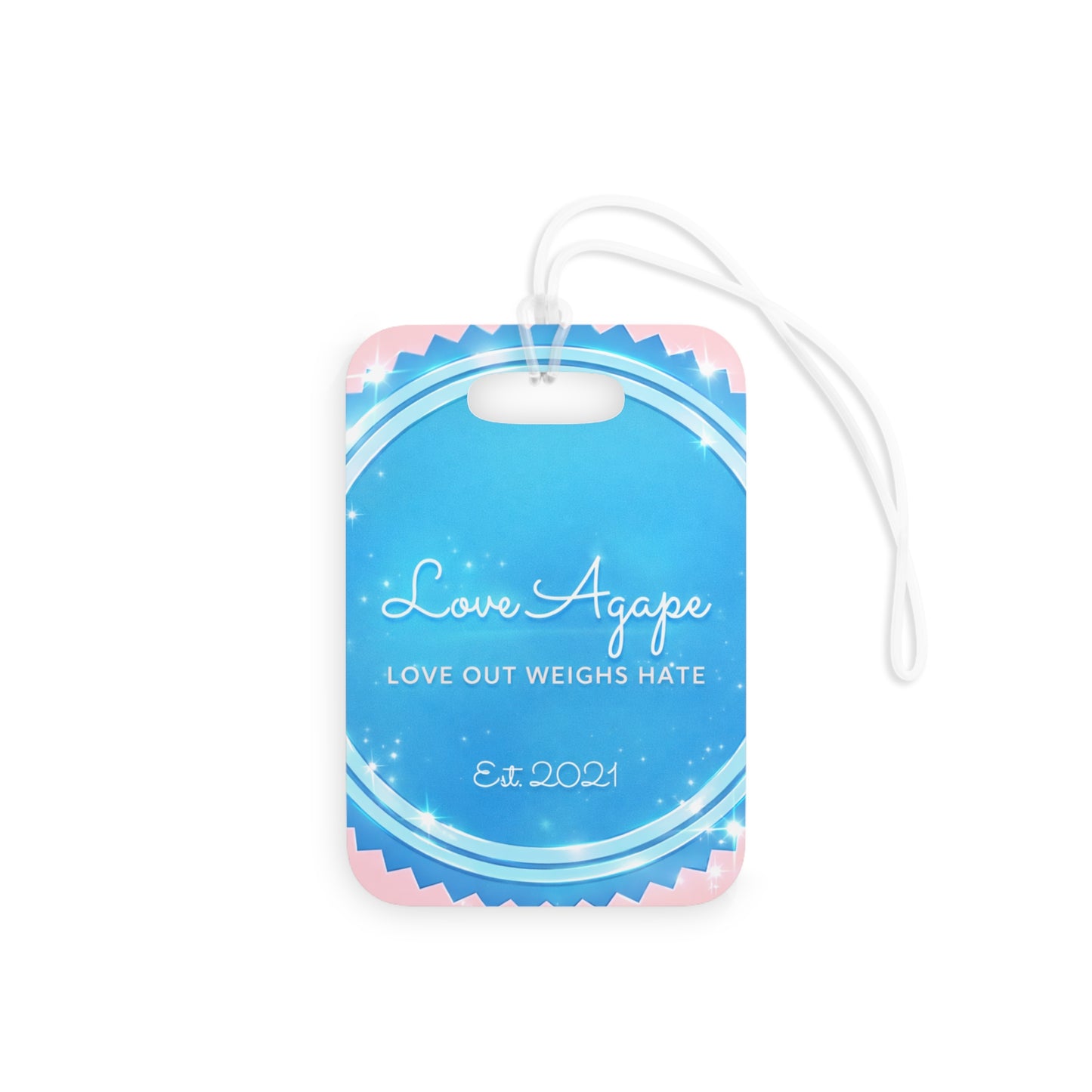Love Agape Luggage Tag — "Love Out Weighs Hate" Travel ID Tag (Est. 2026)