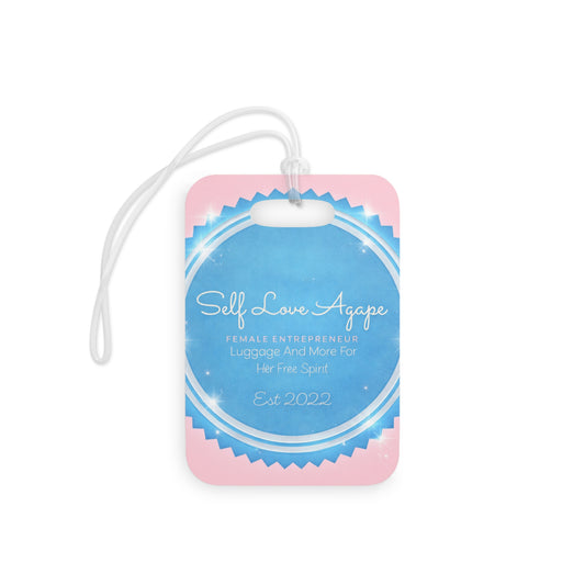 Self Love Agape Luggage Tag — Pink & Blue Inspirational Travel ID