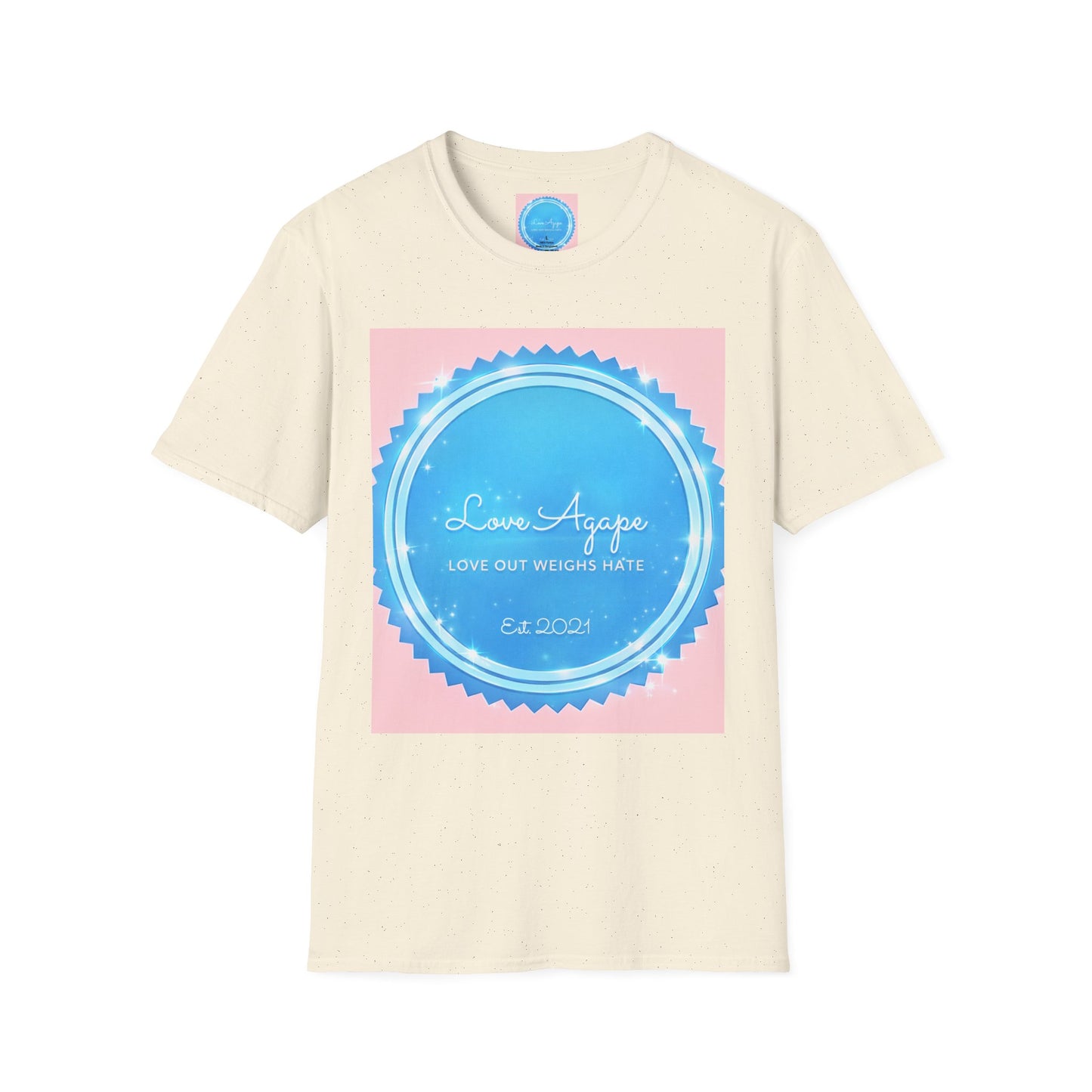 Love Agape T-Shirt — 'Love Out Weighs Hate' Blue Seal Graphic