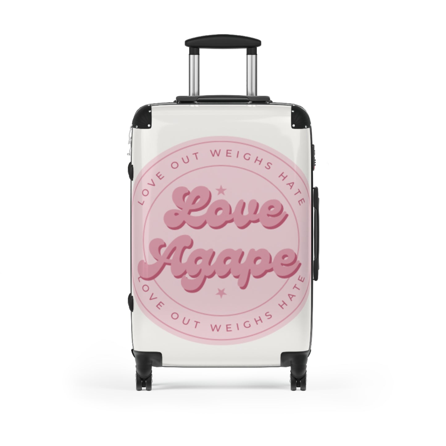 Suitcase — 'Love Agape' Pink Badge Carry-On Luggage