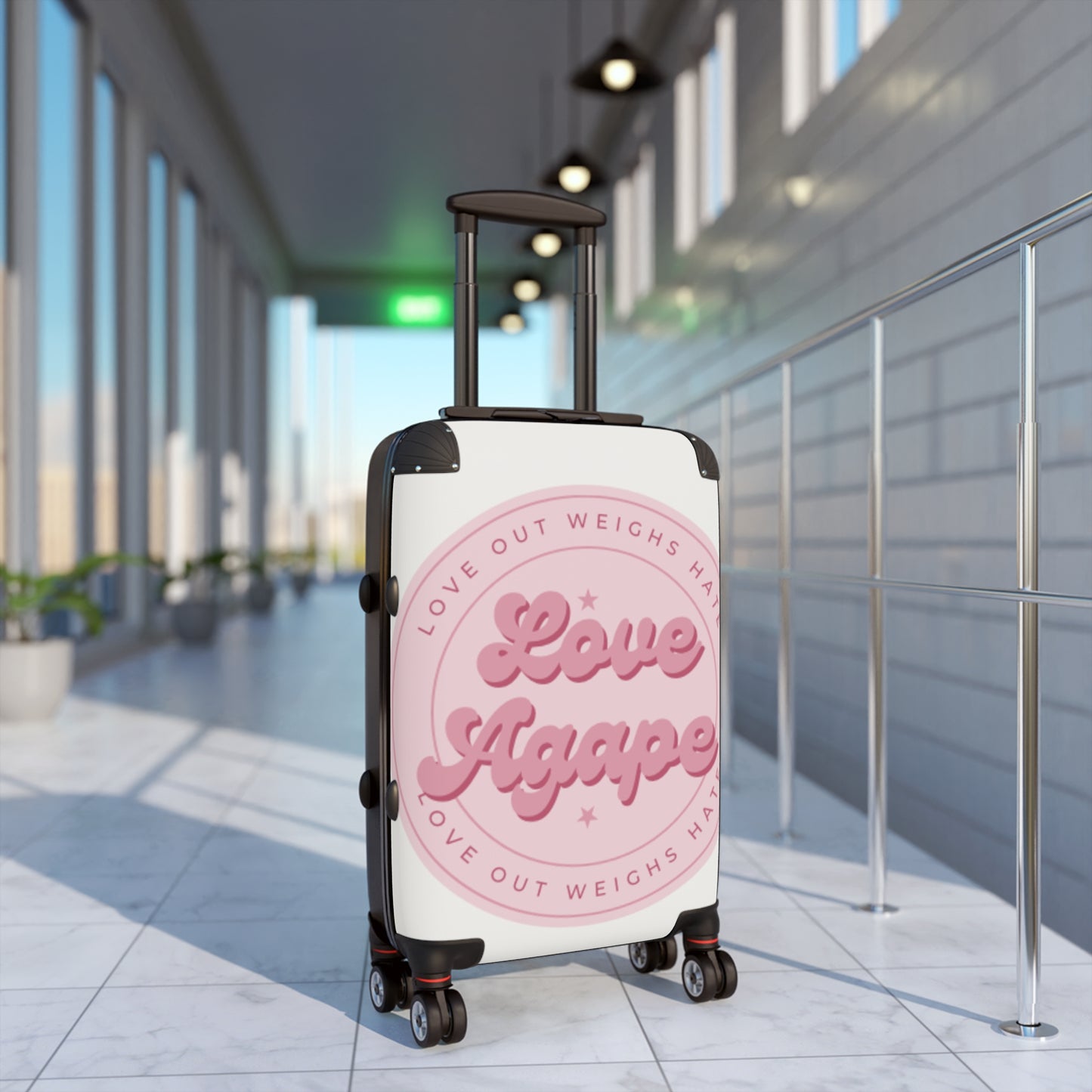 Suitcase — 'Love Agape' Pink Badge Carry-On Luggage
