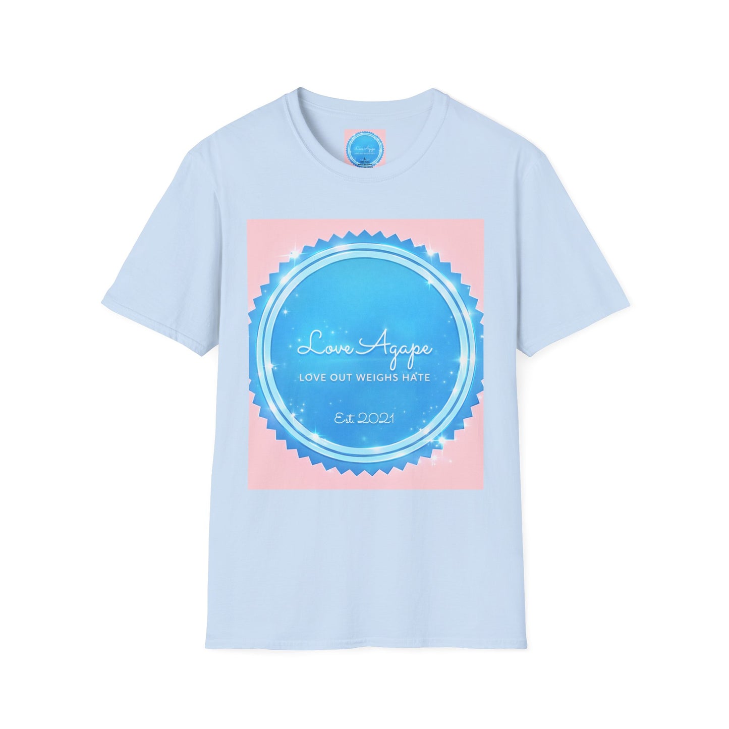 Love Agape T-Shirt — 'Love Out Weighs Hate' Blue Seal Graphic