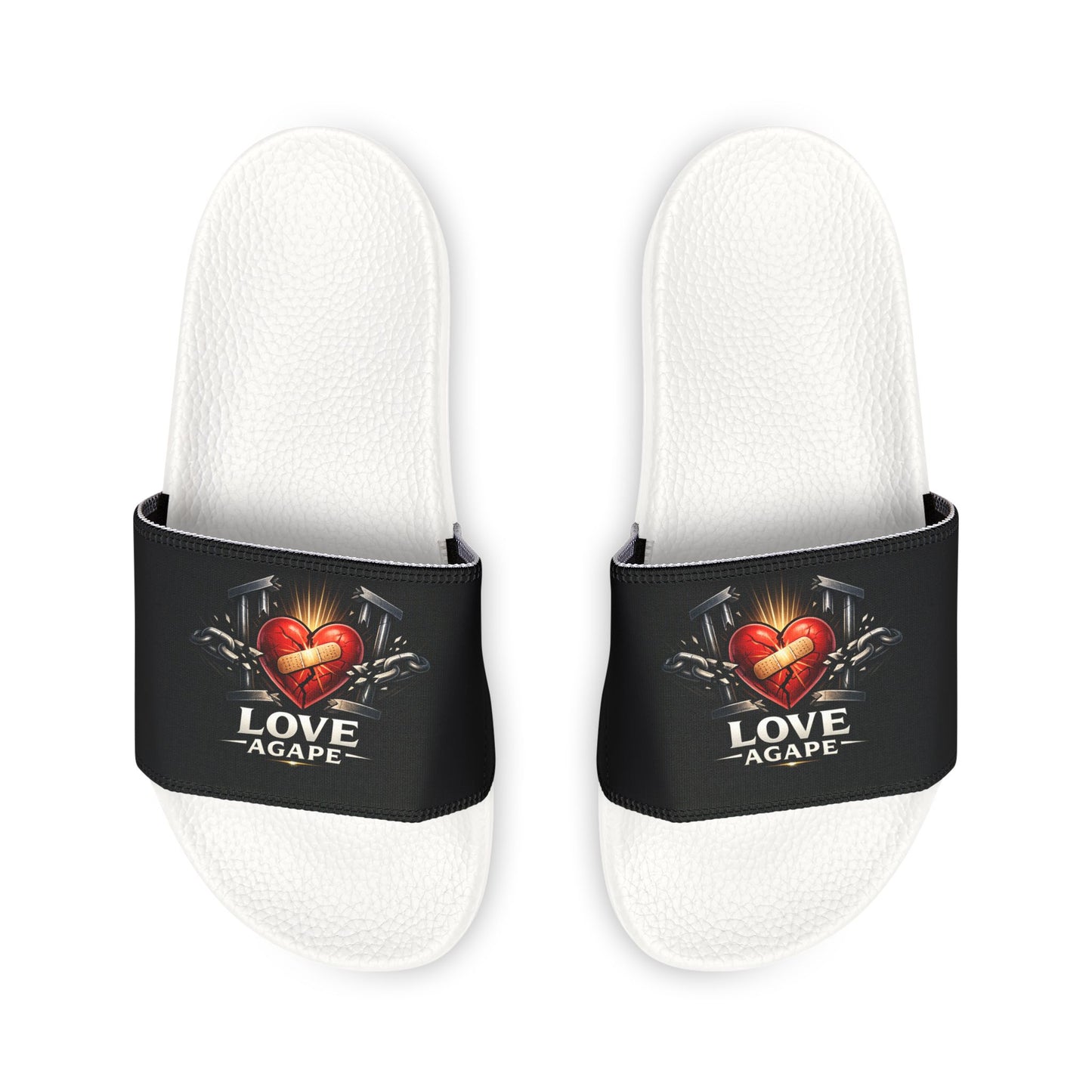 Love Vague Heart Graphic Slide Sandals — Women's Removable-Strap Pool Slides