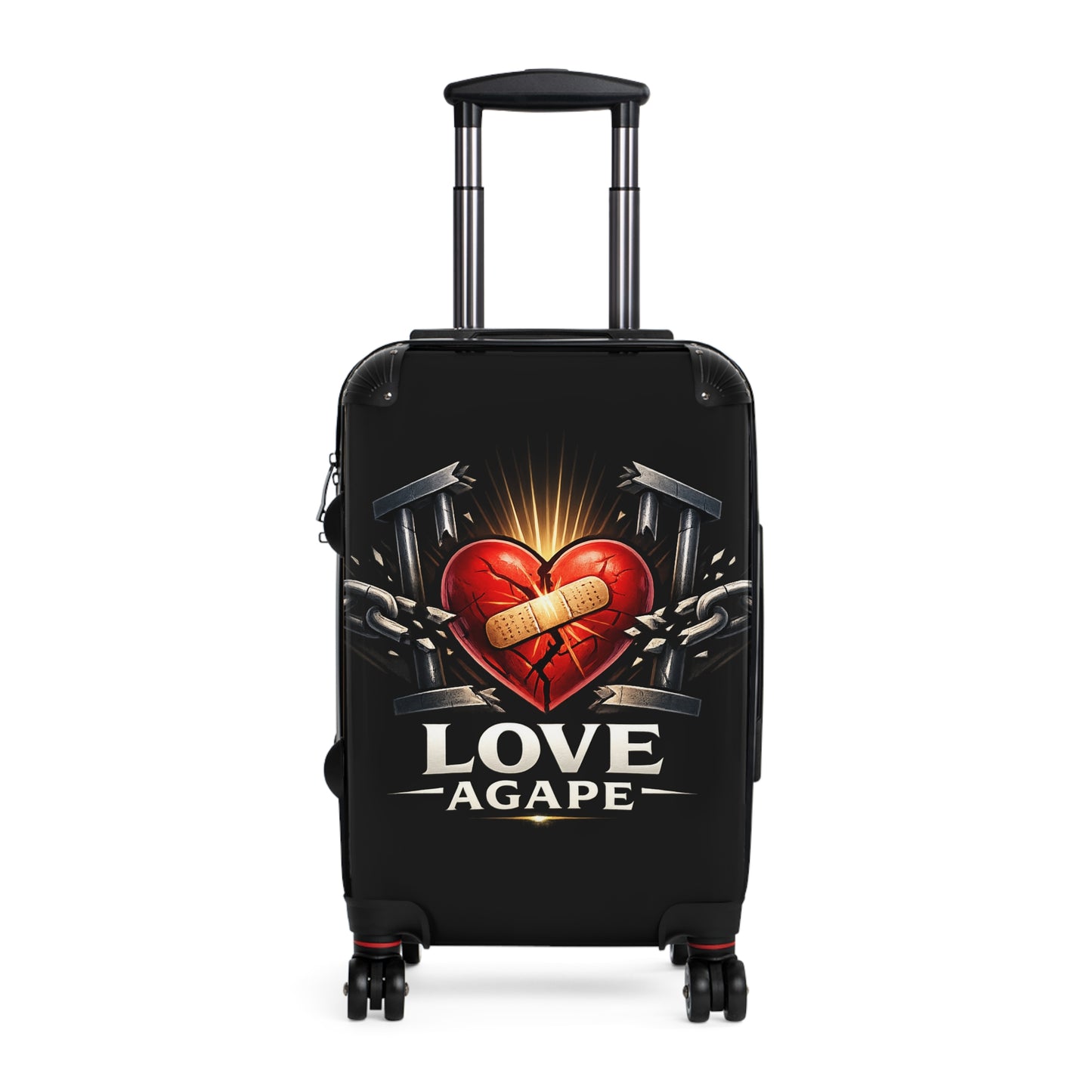 Suitcase — 'Love Agape' Heart & Chain Graphic Carry-On Luggage