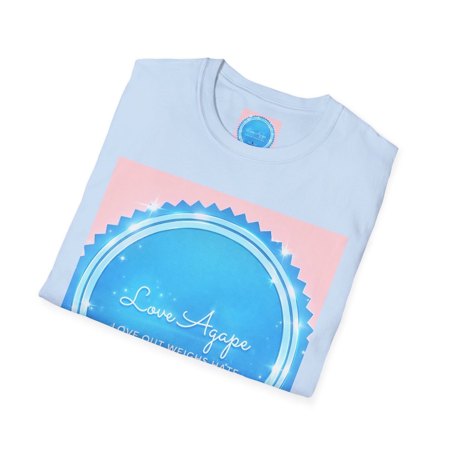 Love Agape T-Shirt — 'Love Out Weighs Hate' Blue Seal Graphic