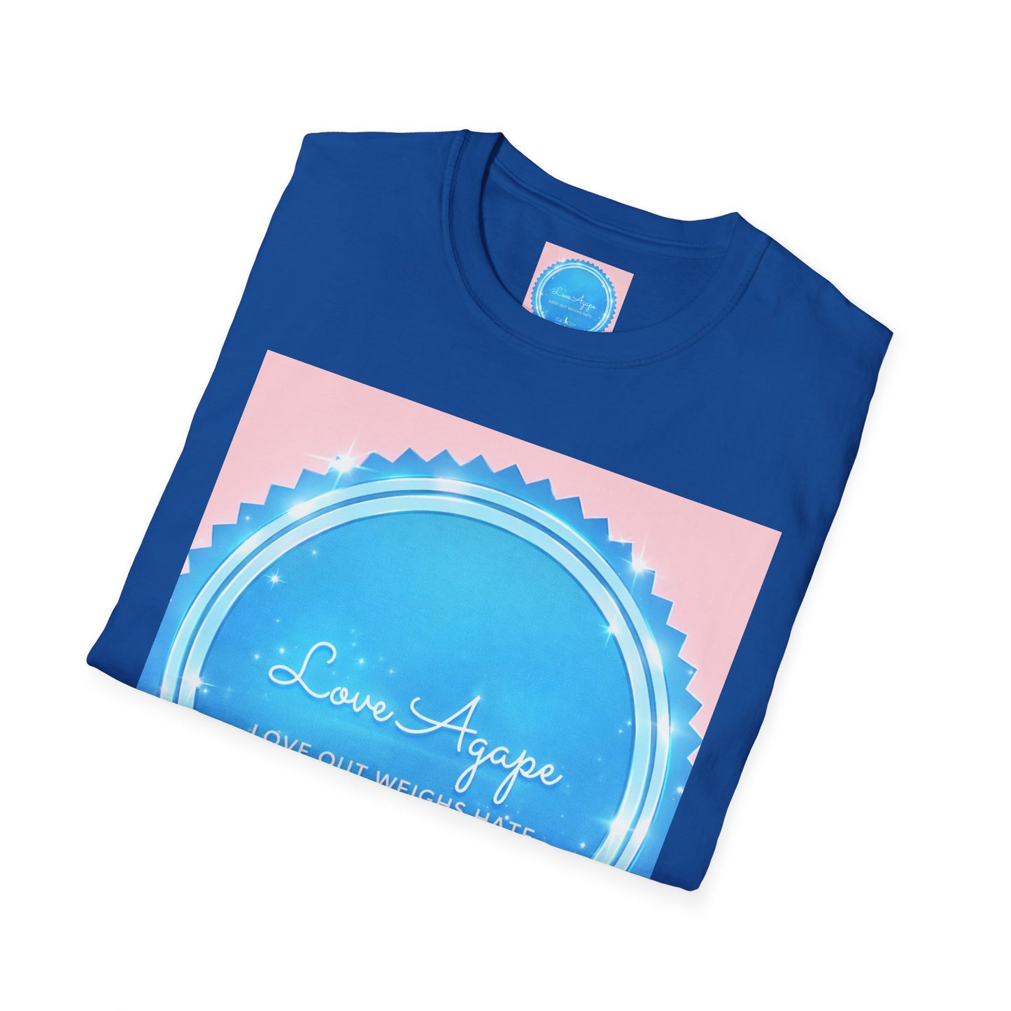 Love Agape T-Shirt — 'Love Out Weighs Hate' Blue Seal Graphic