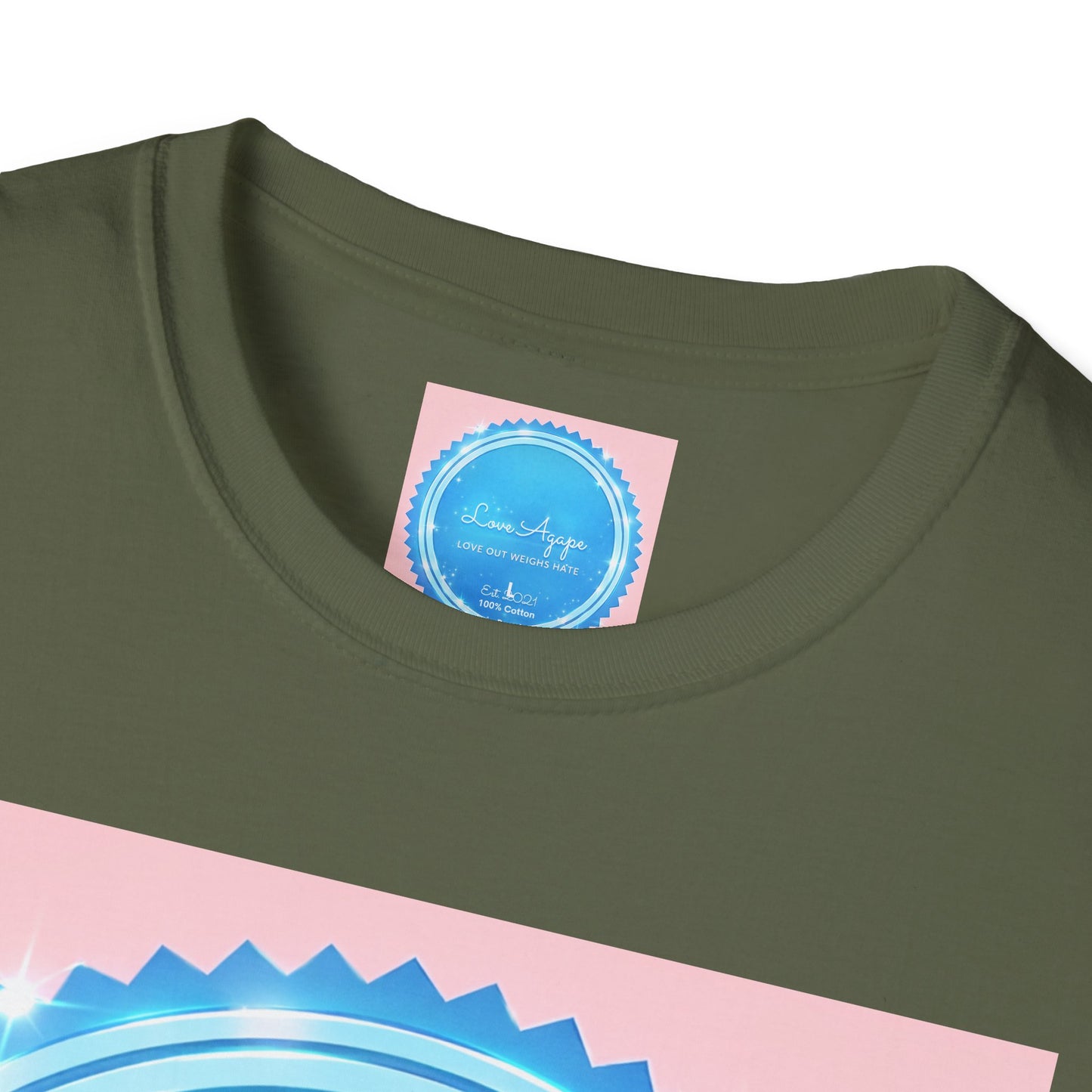 Love Agape T-Shirt — 'Love Out Weighs Hate' Blue Seal Graphic