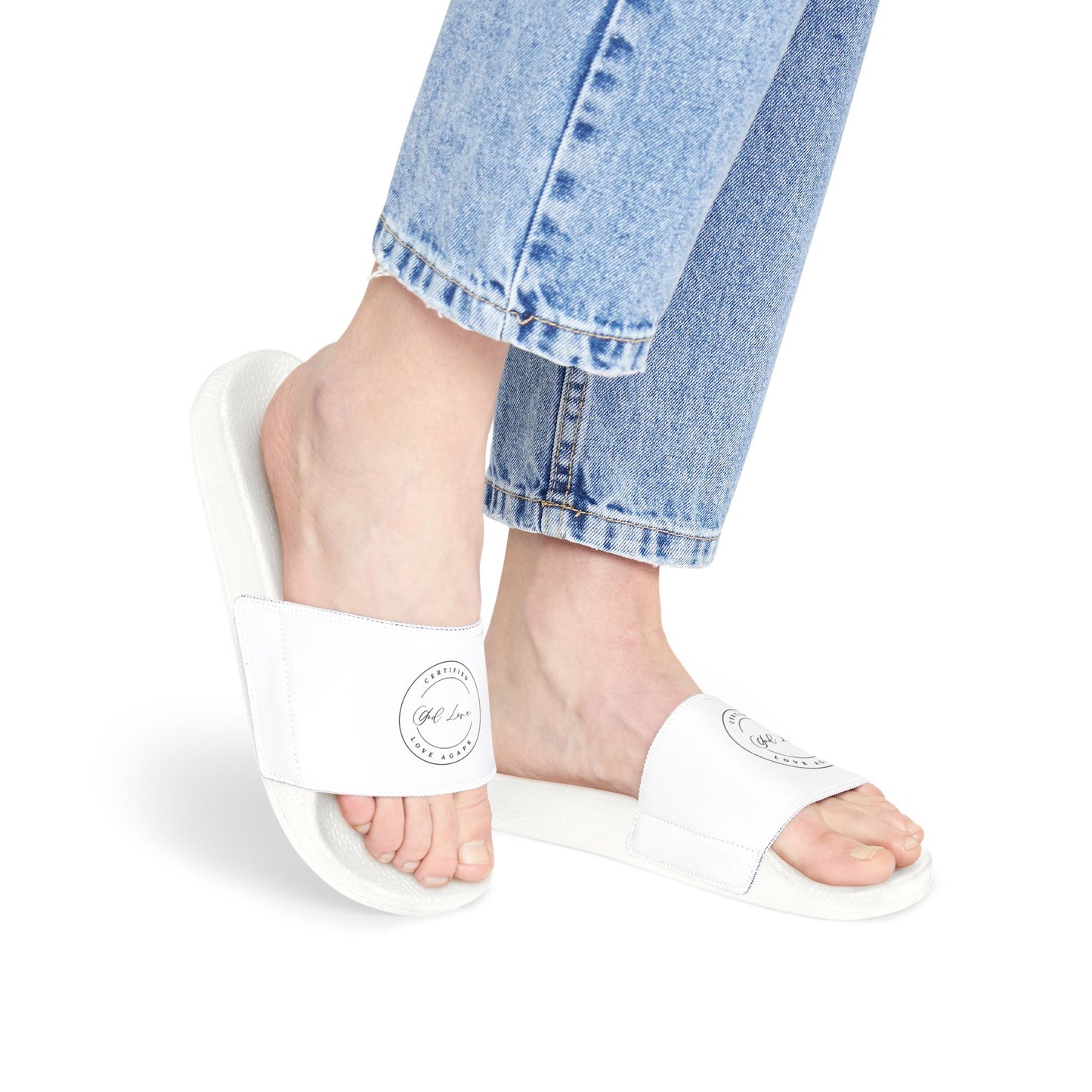 Women's White Slide Sandals — Removable Strap Casual Pool & Beach Slides