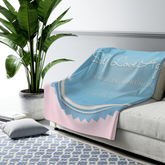 Sherpa Blanket — "Self Love Agape" Female Entrepreneur Cozy Throw (Est. 2022)