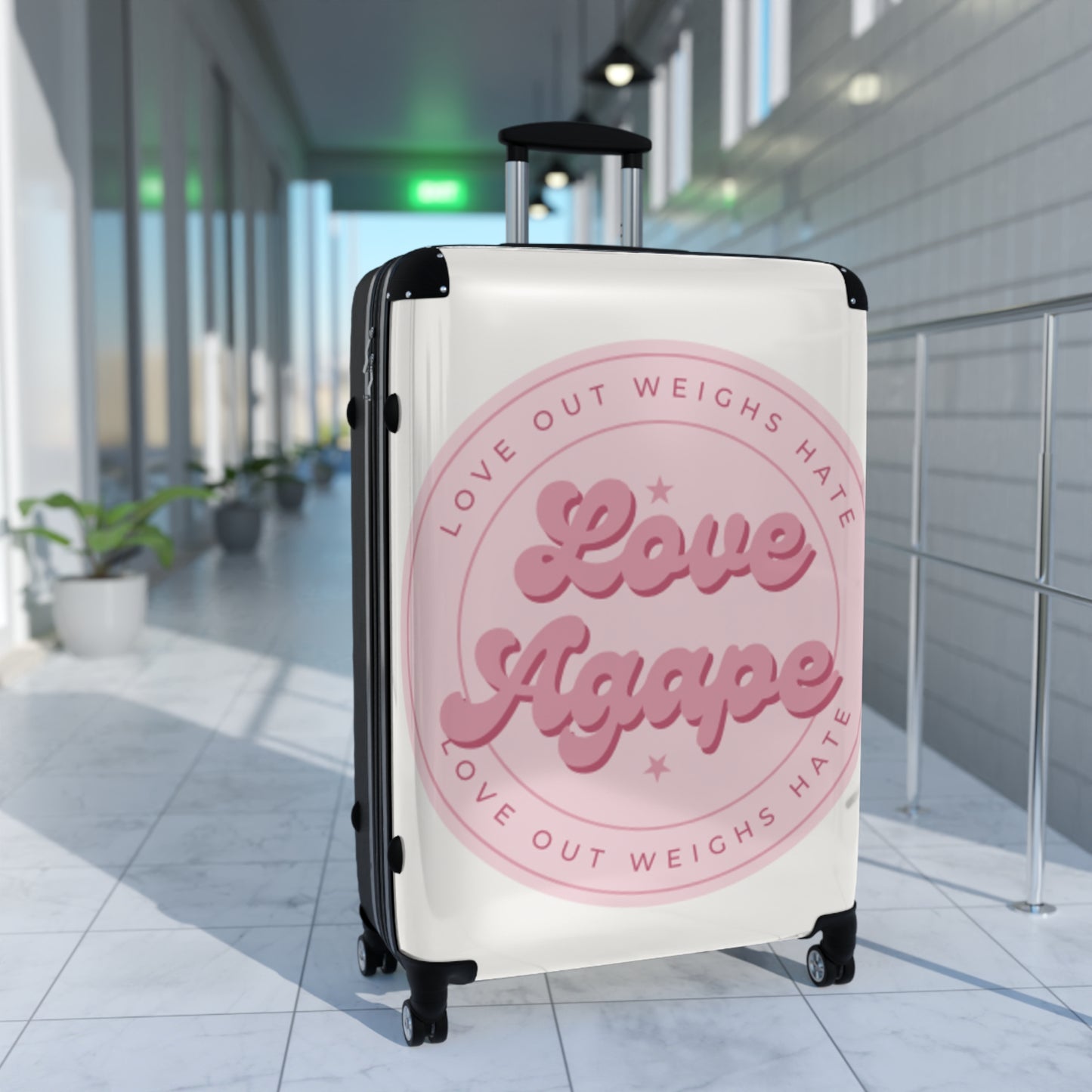 Suitcase — 'Love Agape' Pink Badge Carry-On Luggage