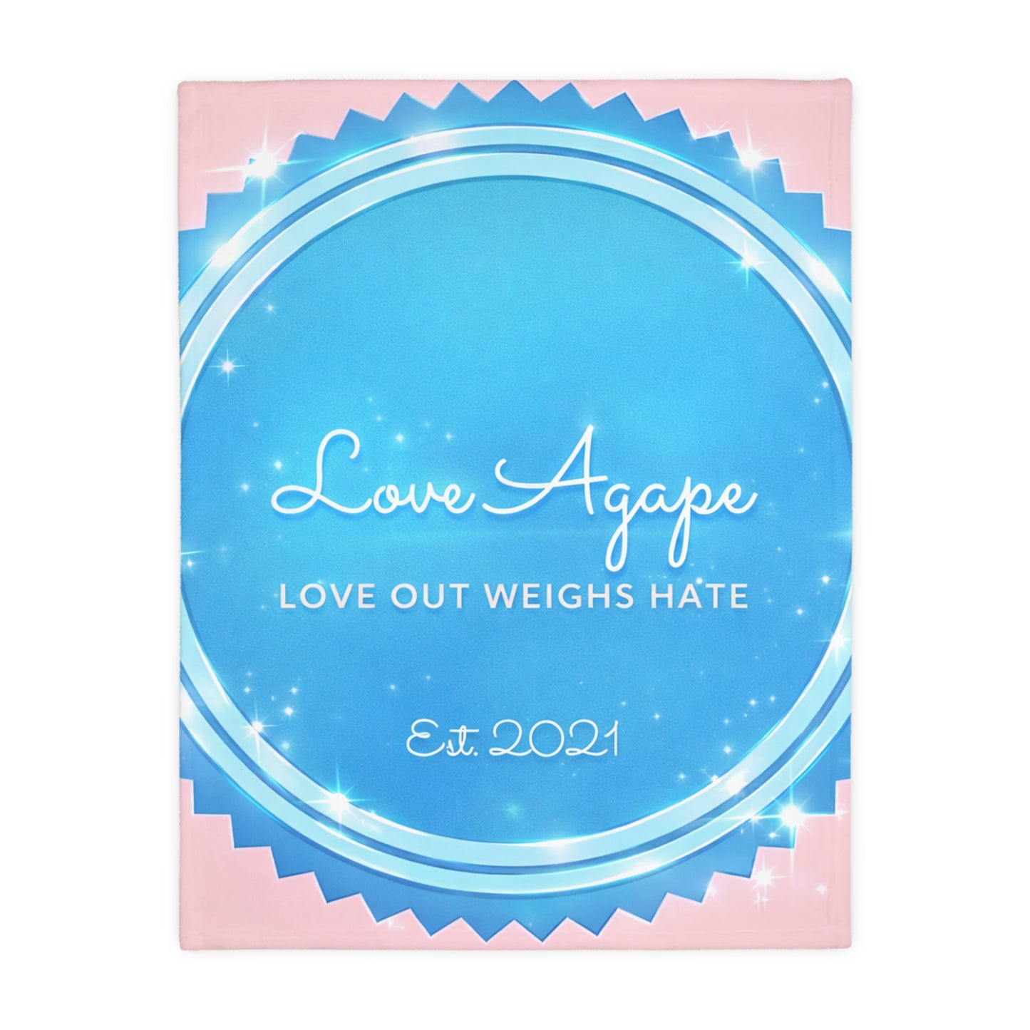 Love Agape Microfiber Blanket — "Love Out Weighs Hate" Est. 2026, Two-Sided Velveteen Throw