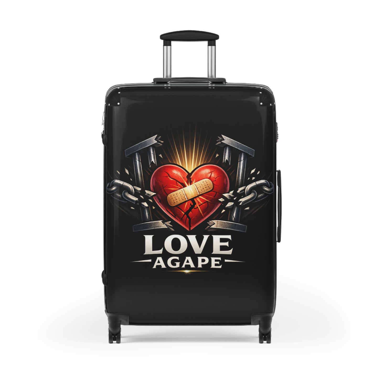 Suitcase — 'Love Agape' Heart & Chain Graphic Carry-On Luggage