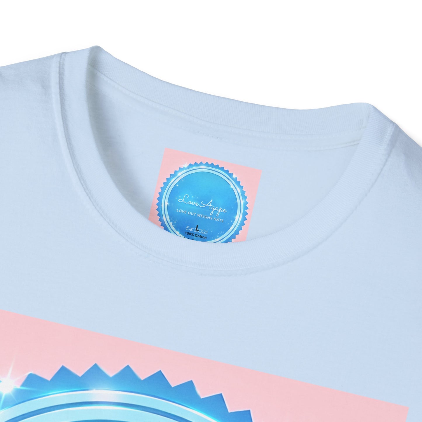 Love Agape T-Shirt — 'Love Out Weighs Hate' Blue Seal Graphic