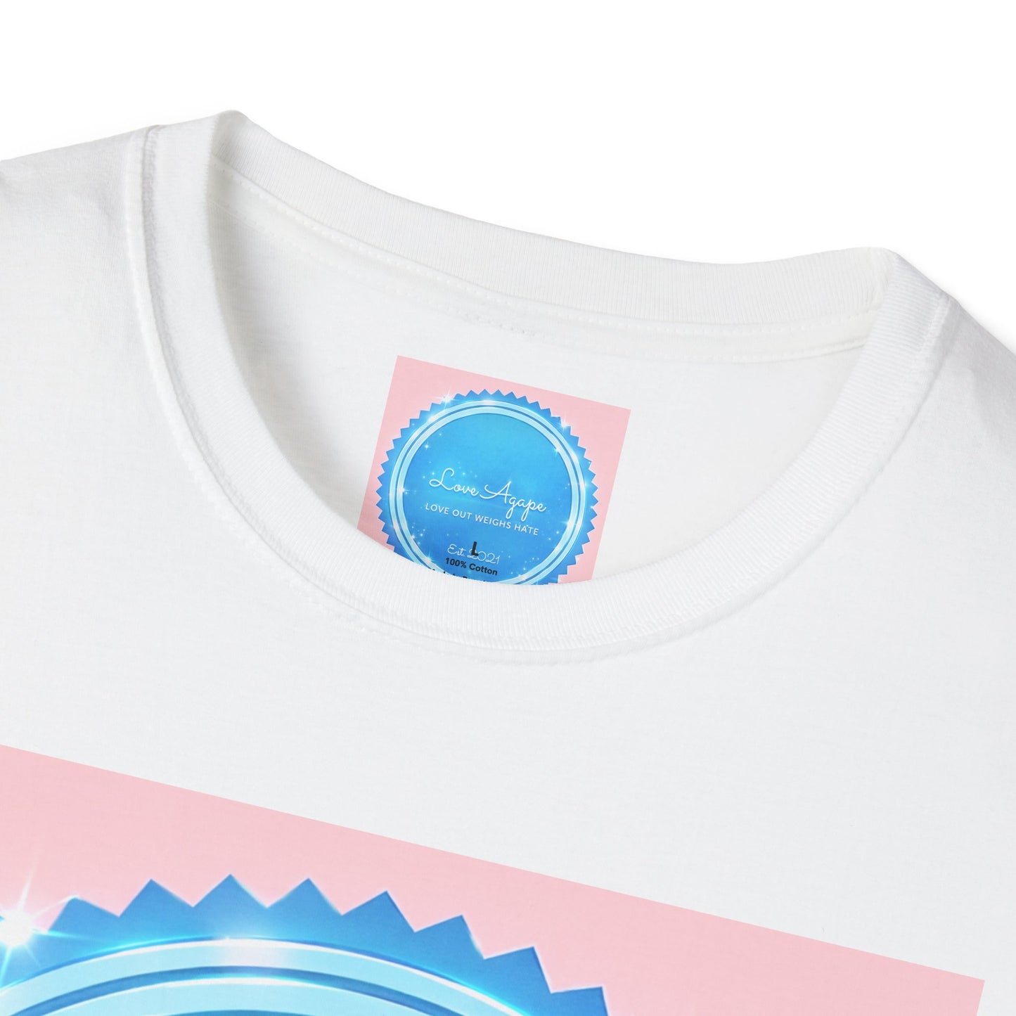 Love Agape T-Shirt — 'Love Out Weighs Hate' Blue Seal Graphic