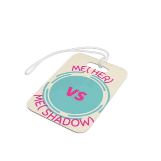 Luggage Tag — “Me(her) vs Me(Shadow)” Travel ID Tag, Retro Teal & Pink Contrast