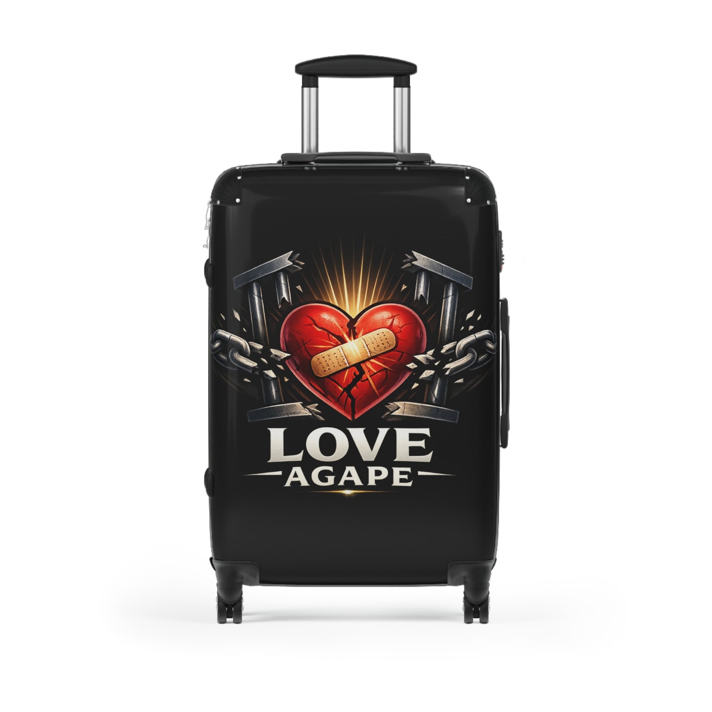 Suitcase — 'Love Agape' Heart & Chain Graphic Carry-On Luggage