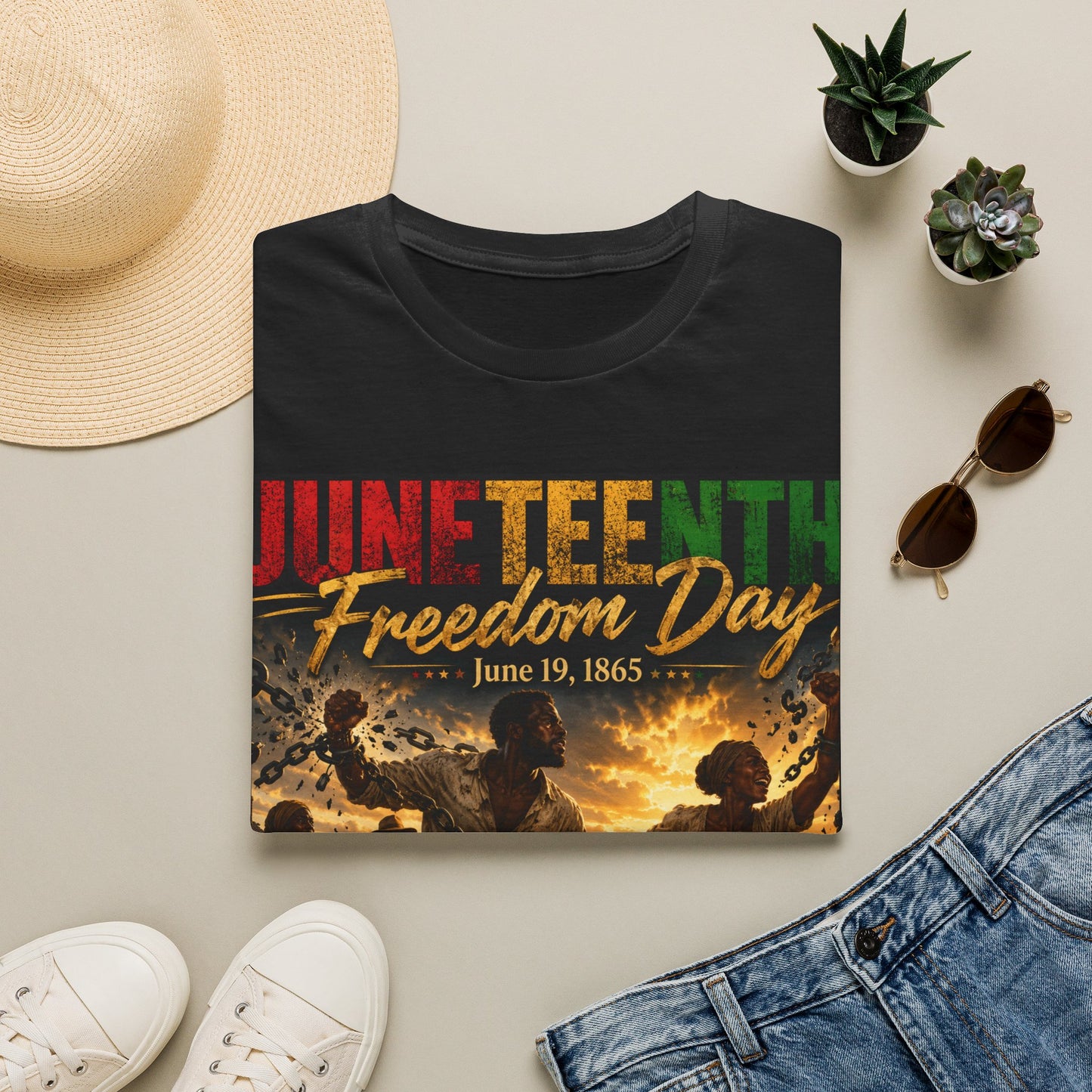 Juneteenth Freedom Day T-Shirt — "Juneteenth Freedom Day June 19, 1865" Celebration Tee