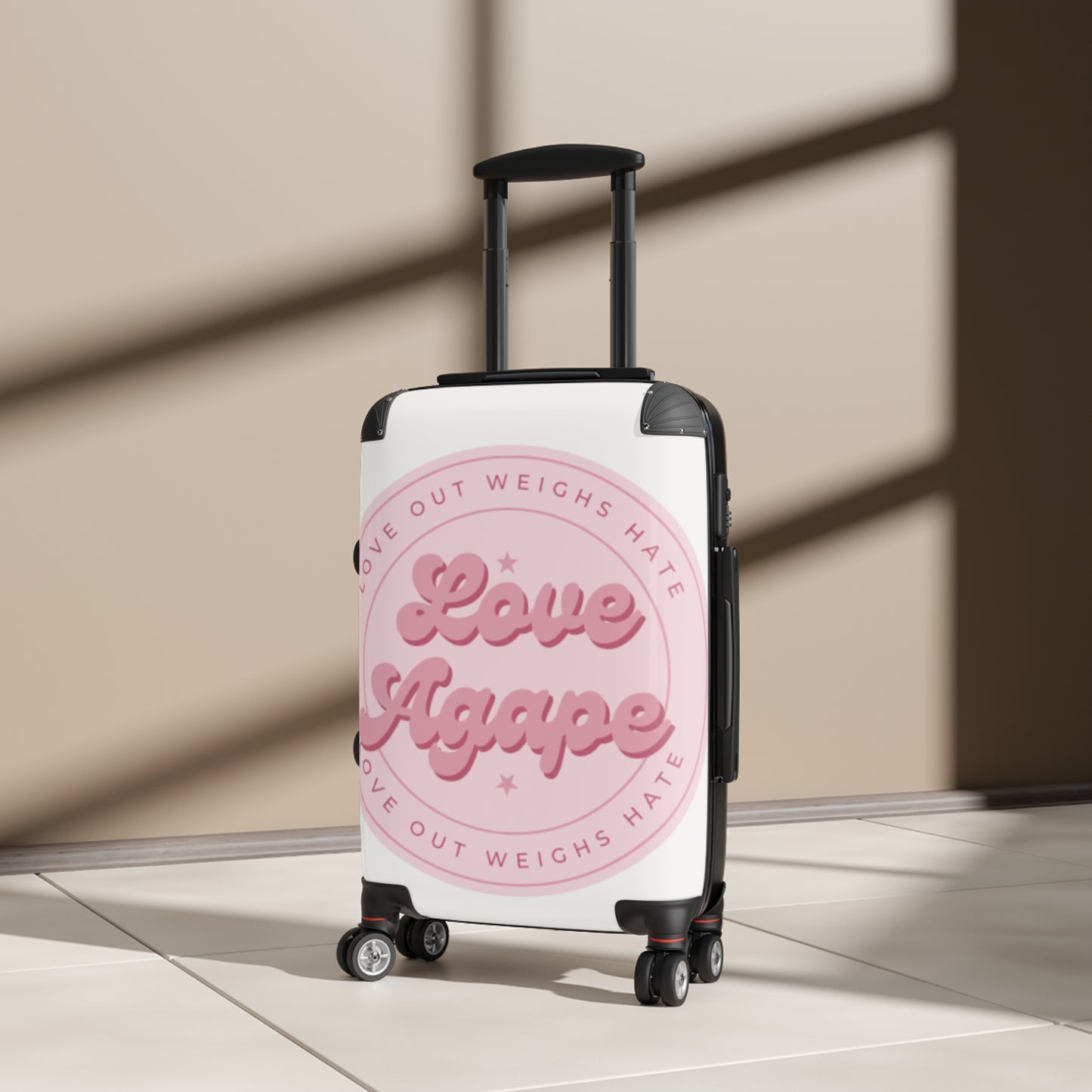 Suitcase — 'Love Agape' Pink Badge Carry-On Luggage