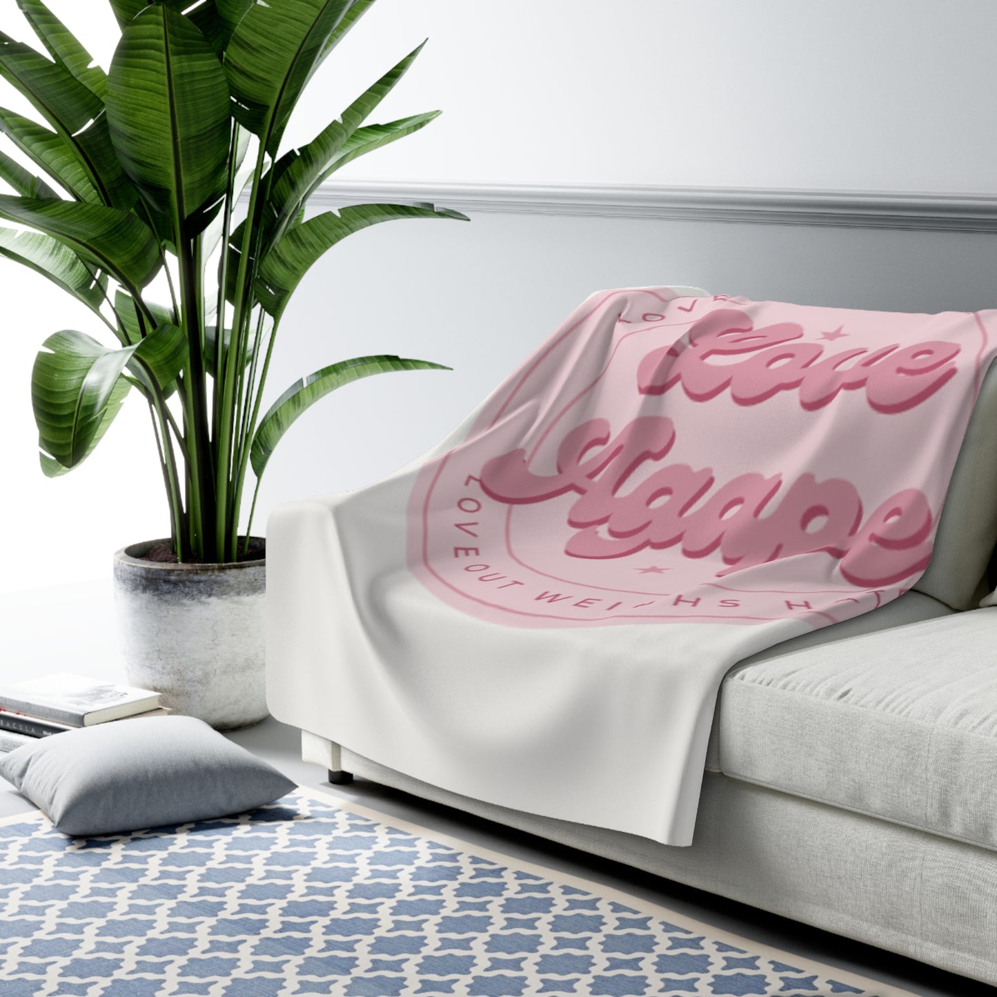 Sherpa Blanket — 'Love Agape' Pink Emblem Cozy Throw