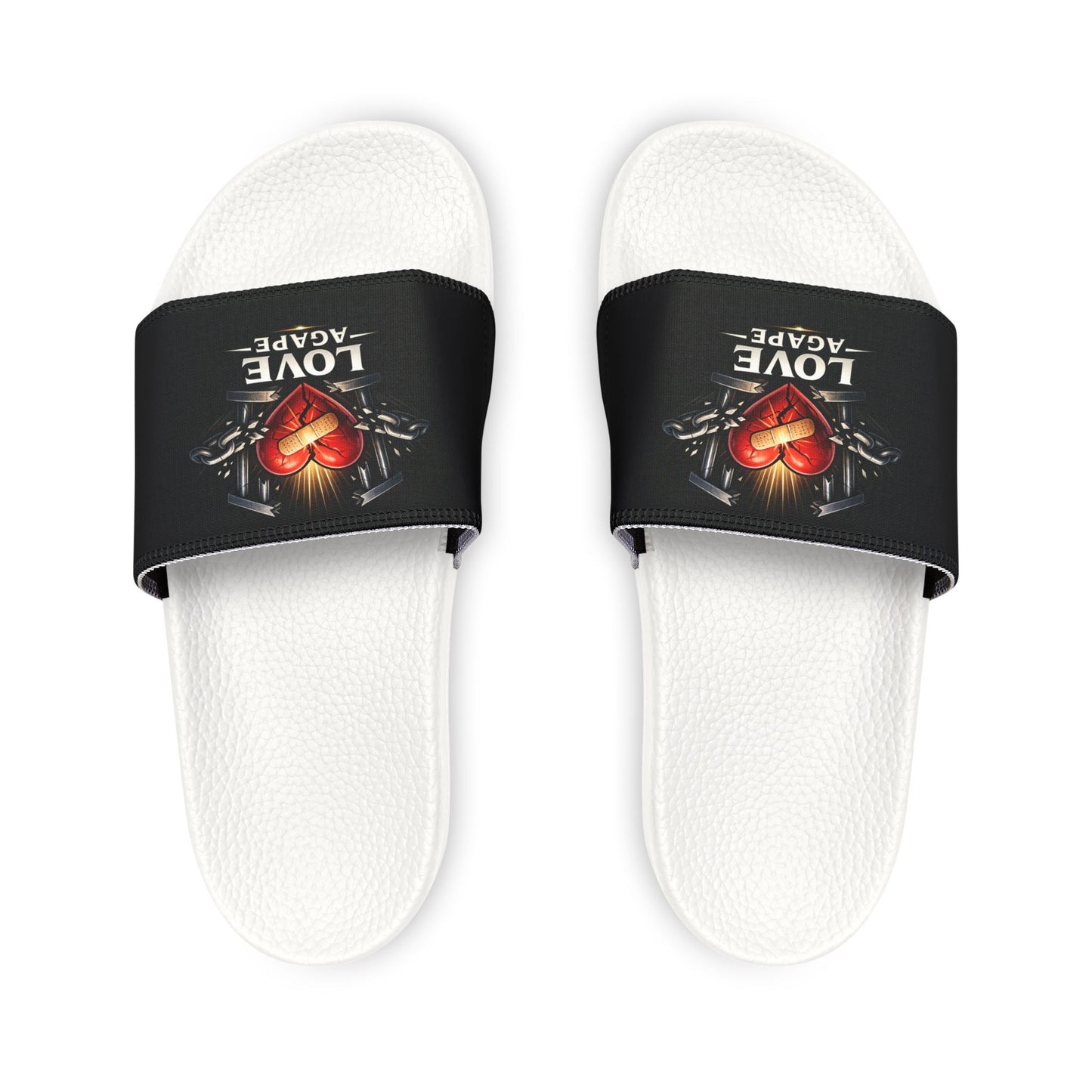Love Vague Heart Graphic Slide Sandals — Women's Removable-Strap Pool Slides