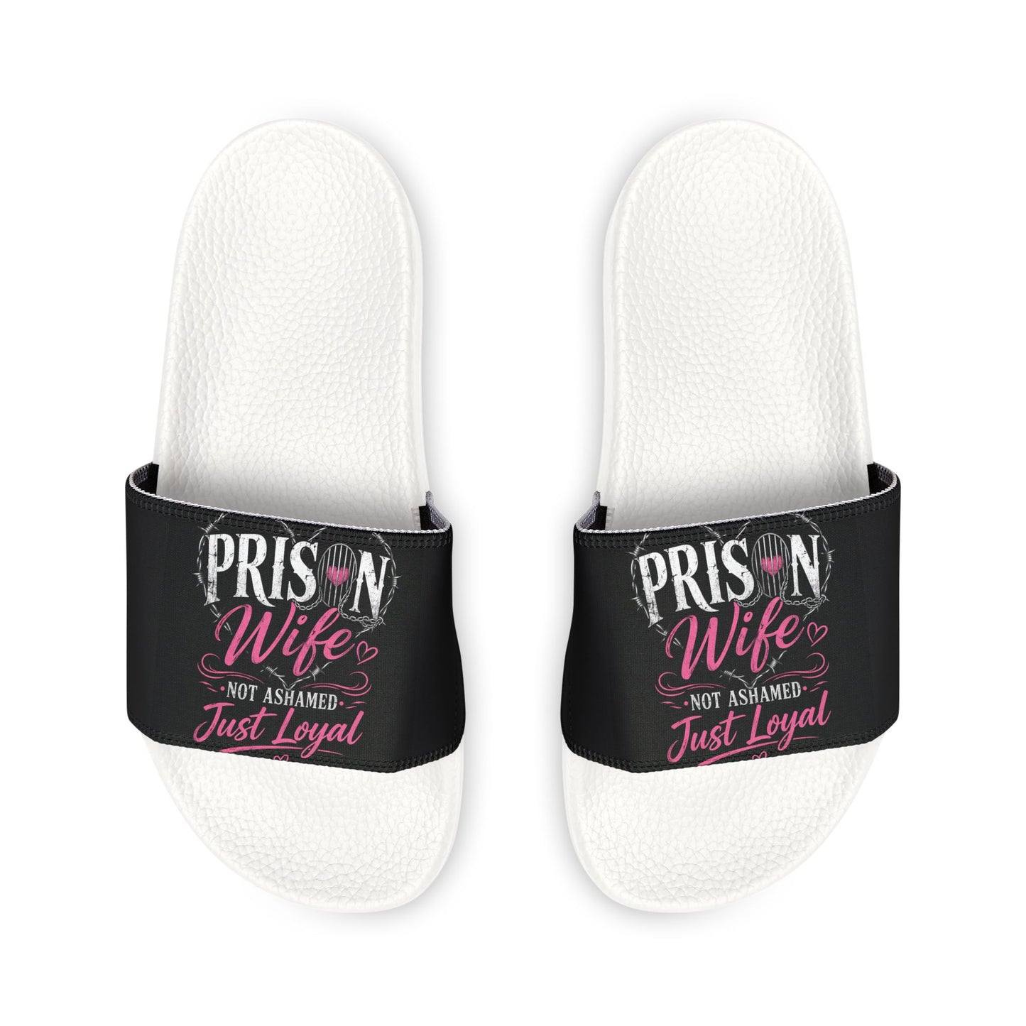 Women’s Removable-Strap Slides — ‘Prison Wife’  loyalty Graphic Sandals
