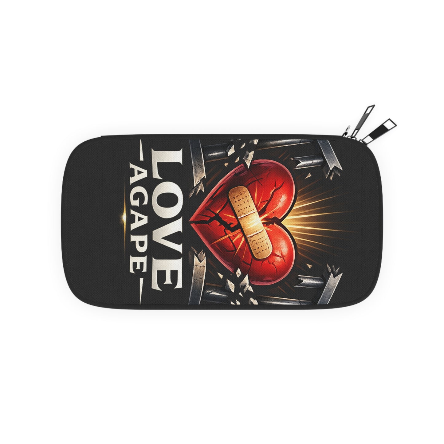 Passport Wallet — "Love Agape" Heart & Chain Design Travel Pouch