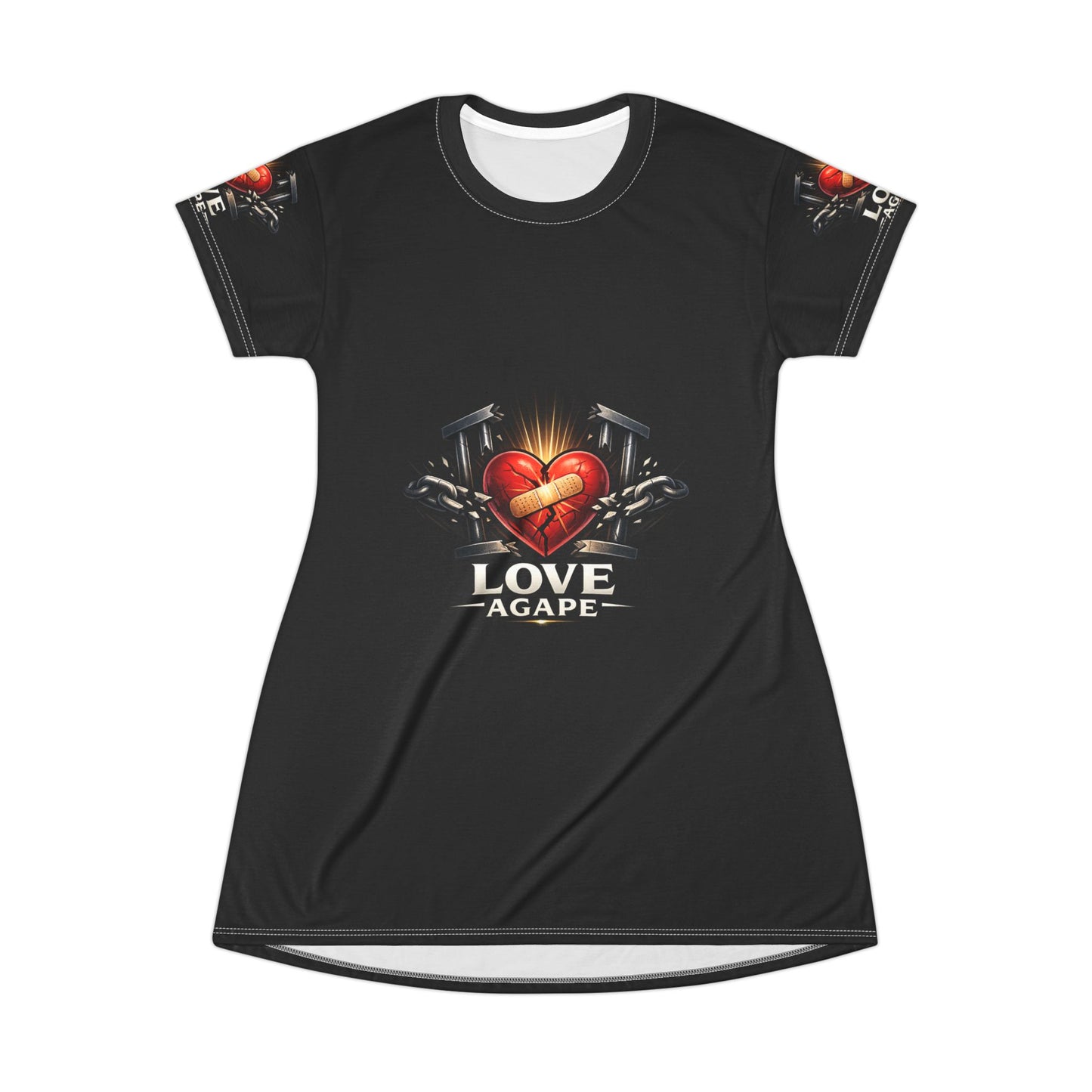 Love Agape Heart T-Shirt Dress – Romantic Gothic Graphic Dress