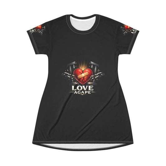 Love Agape Heart T-Shirt Dress – Romantic Gothic Graphic Dress