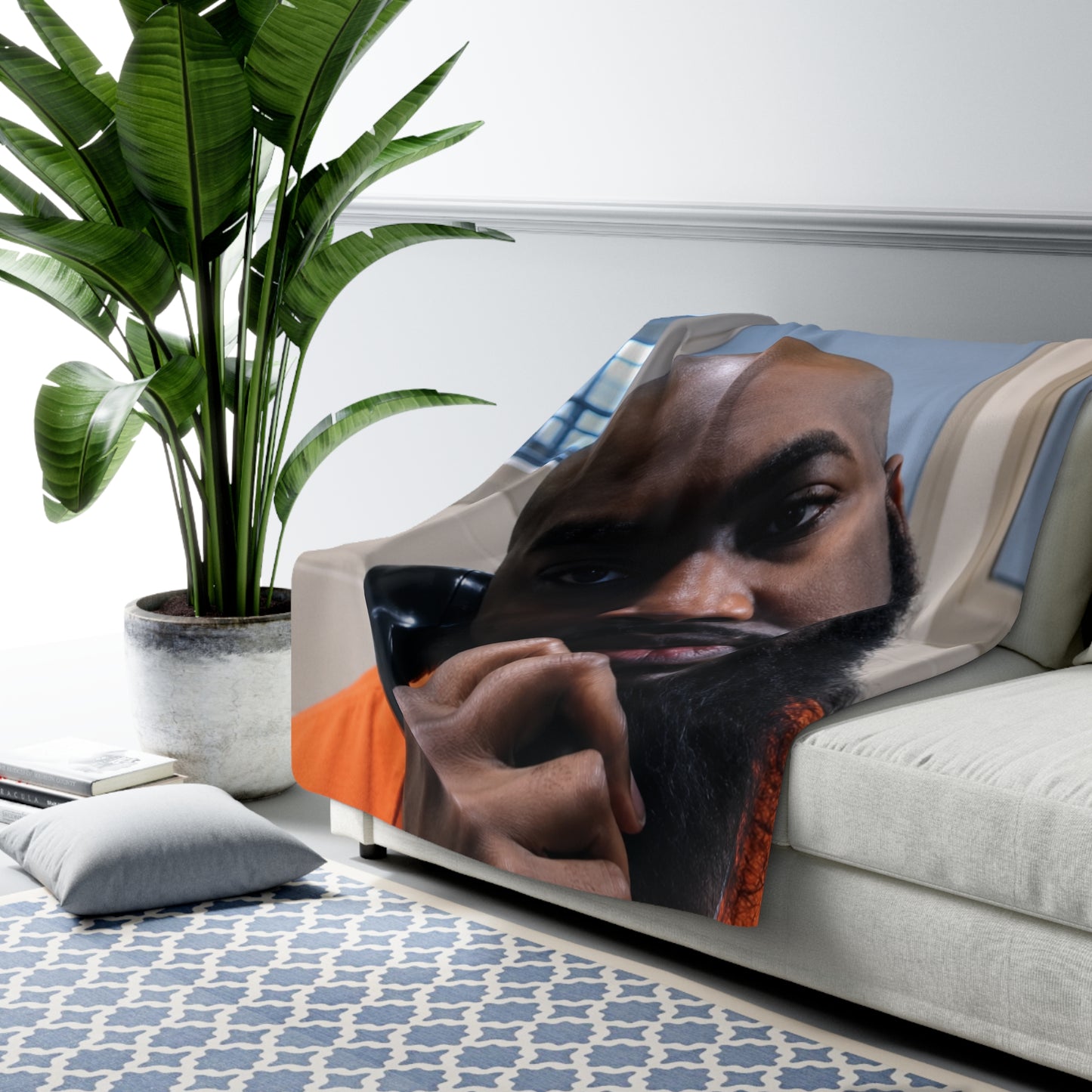 Personalized Photo Sherpa Blanket – Custom Face Keepsake Cozy Throw